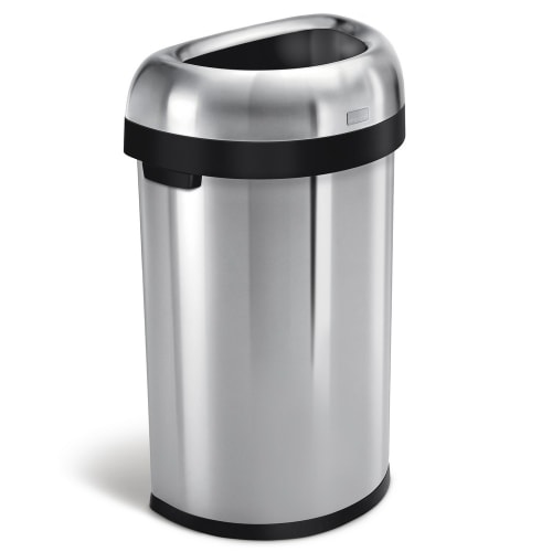Simplehuman 60 Liter Semi-Round Open Trash Can, Brushed Stainless Steel